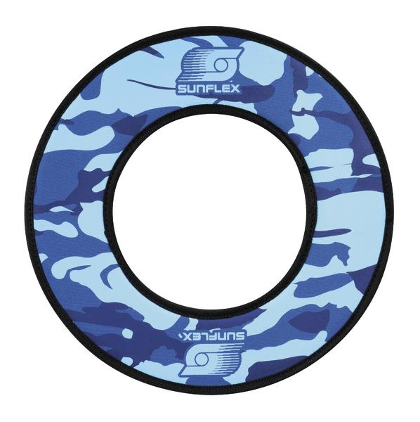 Blauer Sunflex Tischtennisball-Ring mit Camouflage-Muster und schwarzem Rand.