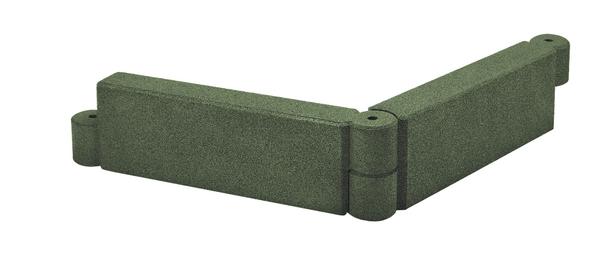 Grünes Eckstück aus Kunststoff für Garteneinfassungen oder Beeteinfassungen.