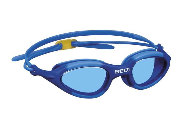 Blaue Schwimmbrille mit verstellbarem Gurt und getönten Gläsern von BECO.