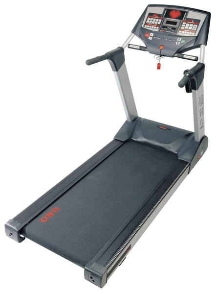 Laufband mit digitalem Display und Herzfrequenzmesser für Fitness und Ausdauertraining.