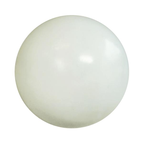 Weißer Hockeyball aus Kunststoff, runde Form, glatte Oberfläche.