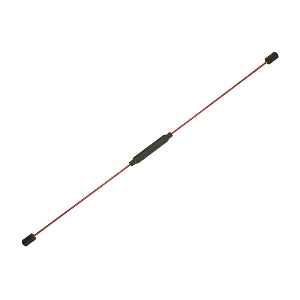Roter Schwingstab mit schwarzem Griff und Endstücke.