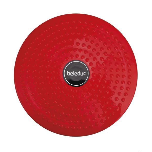 Roter Balancier-Disc mit Noppen und Beleduc-Logo, Trainingsgerät für Gleichgewicht und Koordination.