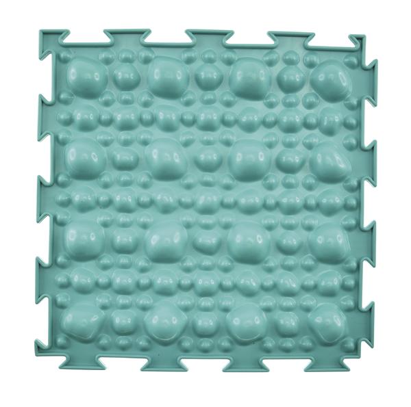 Blaugrüne Massage-Fußmatte mit Noppen zur Stimulation und Fußreflexzonenmassage.