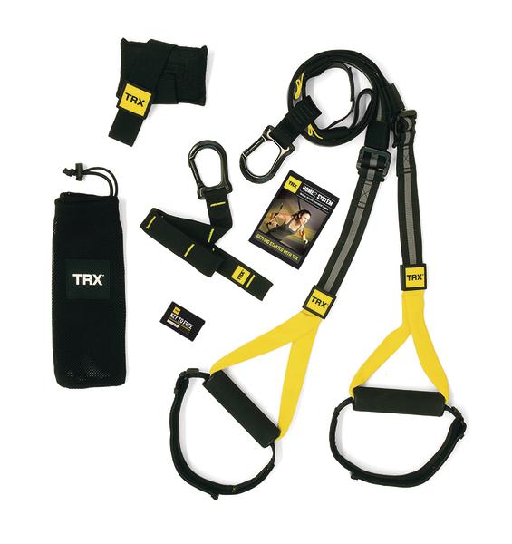 TRX Suspension Trainer Set mit Bändern, Griffen, Karabinern und Tragetasche für Ganzkörpertraining.