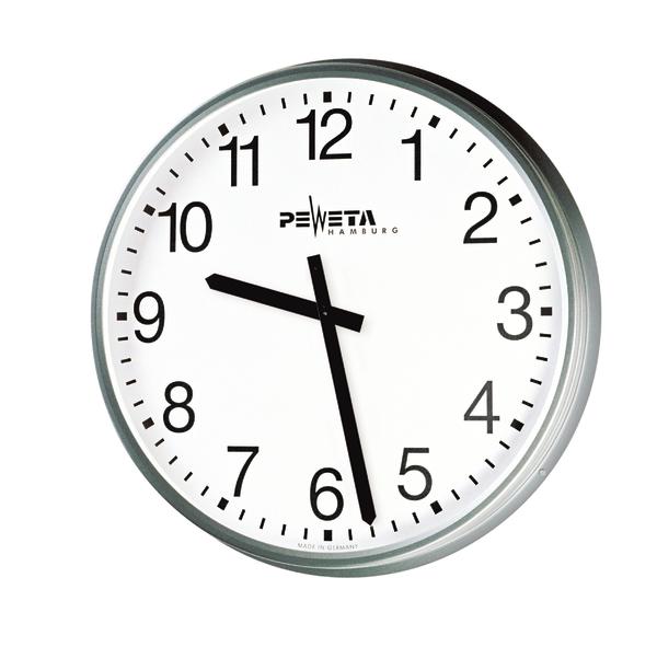 Peweta Großraum-Wanduhr rund, rund mit Zahlen , 44,6 cm ø, Funkuhr, Batteriebetrieb 2 x 1,5 V