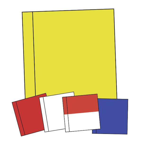Bunte Fahnen, für Grenzstangen in verschiedenen Farben auf weißem Hintergrund.