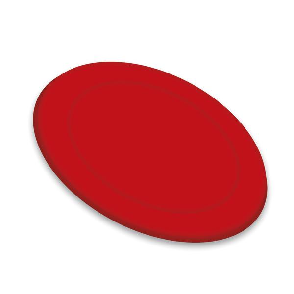 Einzelner roter Airhockey-Puck freigestellt auf hellem Hintergrund