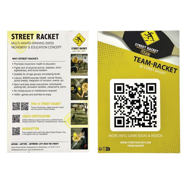 Street Racket Team Set Verpackung mit Spielinfos und QR-Code für Spielideen