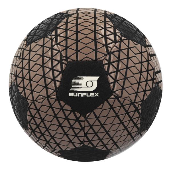 Ball in dunklem Braun mit schwarzem Muster und Sunflex-Logo.