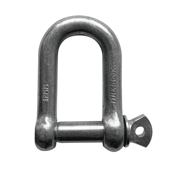 Schäkel aus Edelstahl mit Schraubbolzen, 12 mm, Tragkraft bis 500 kg, robust und langlebig.