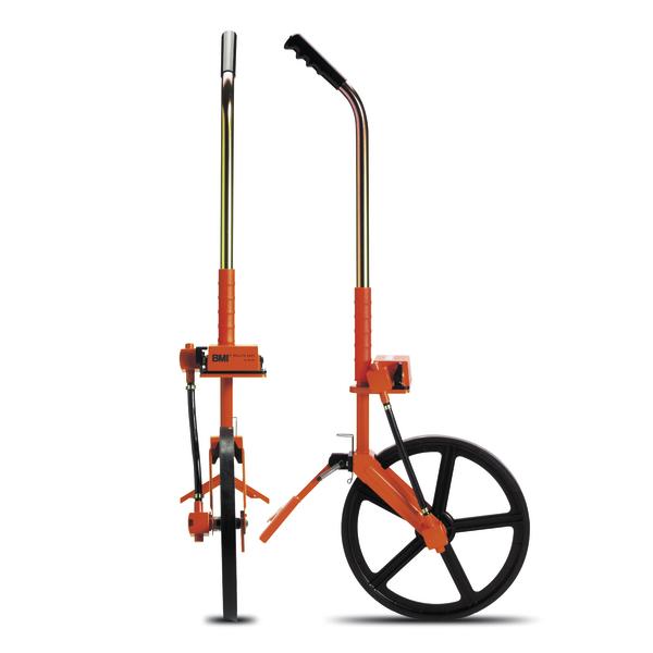 Messrad mit großem schwarzem Rad und verstellbarem Griff für Streckenmessung.