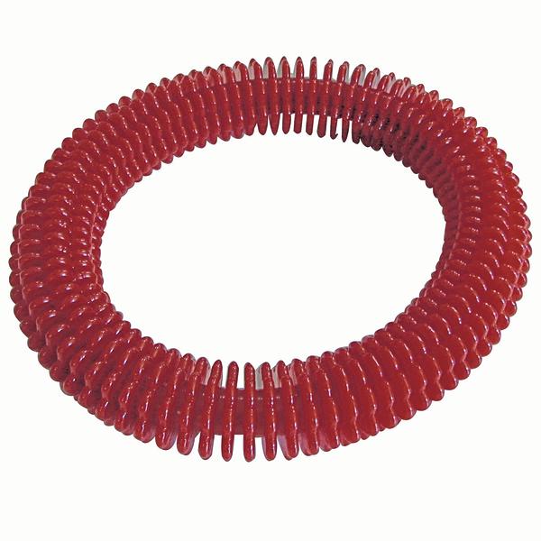 Rotes Massage-Ringgerät mit Noppen zur Durchblutungsförderung und Muskelentspannung.