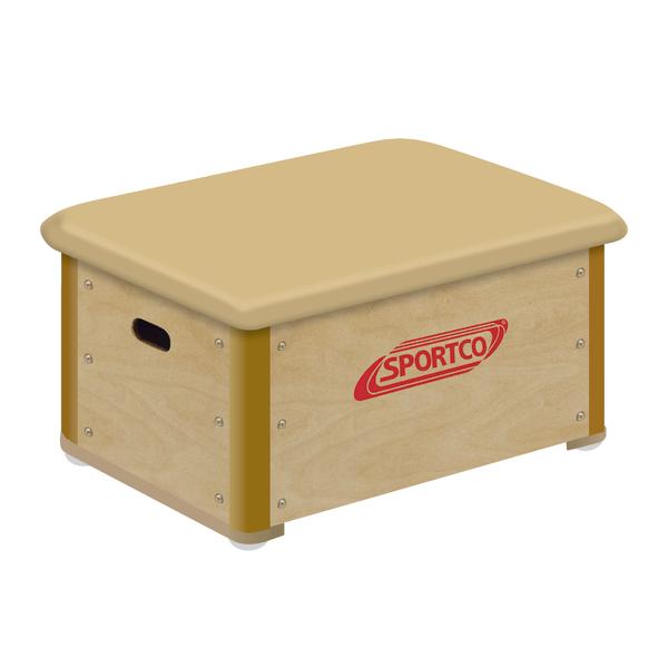 Sportco Sprungkasten aus Holz mit gepolsterter Oberfläche für Turnübungen.