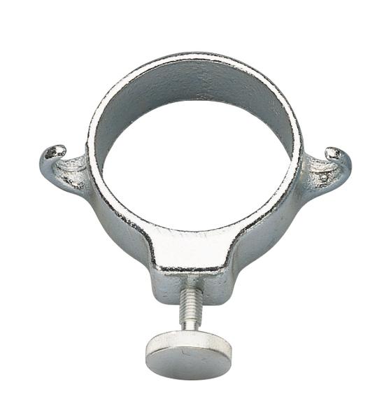 Rohrschelle aus Metall mit Schraubverschluss zur Befestigung von Rohren.