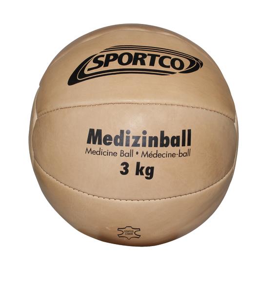 Medizinball 3 kg aus Leder von Sportco für Fitness und Krafttraining.