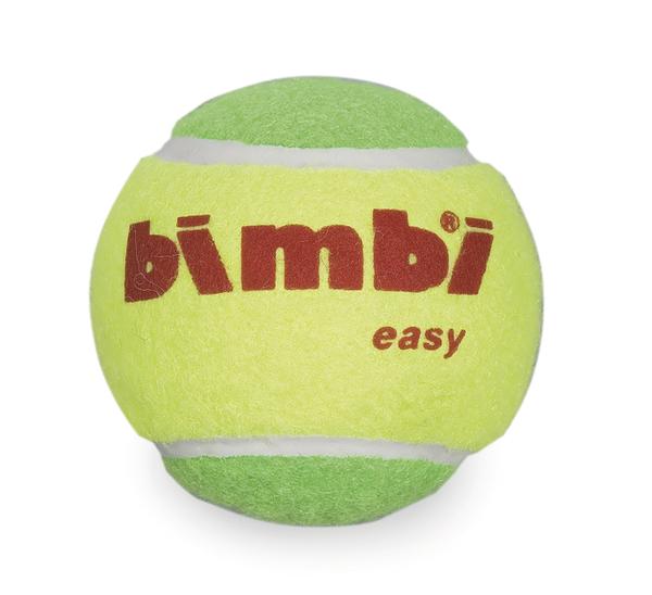 Tennisball "bimbi easy" in Gelb und Grün, speziell für Kinder und Anfänger.
