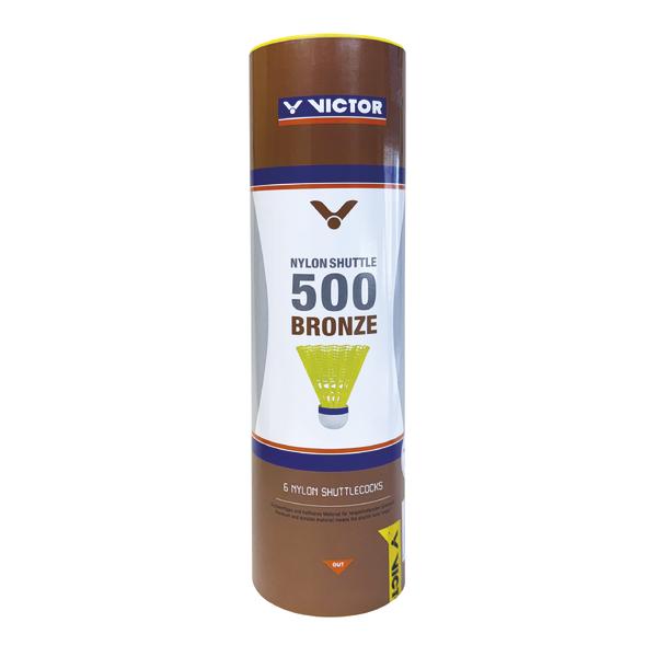 Victor Nylon Shuttle 500 Bronze-Federballdose auf weißem Hintergrund.