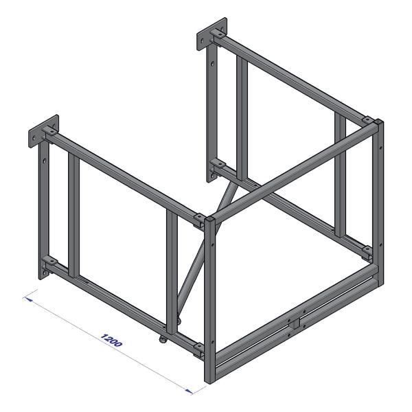 Technische Zeichnung einer Wandhalterung für Basketballanlage mit 1,20 m Ausladung.