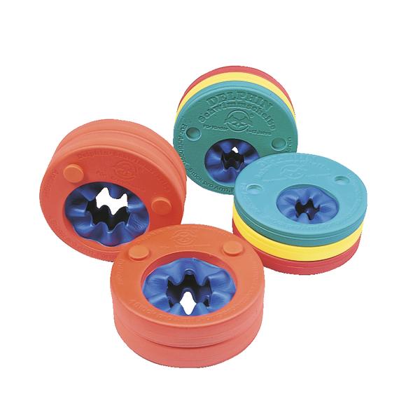 Mehrfarbige Kunststoff-Dichtungsringe mit blauen Innenkernen, isolierende Rohrschellen.