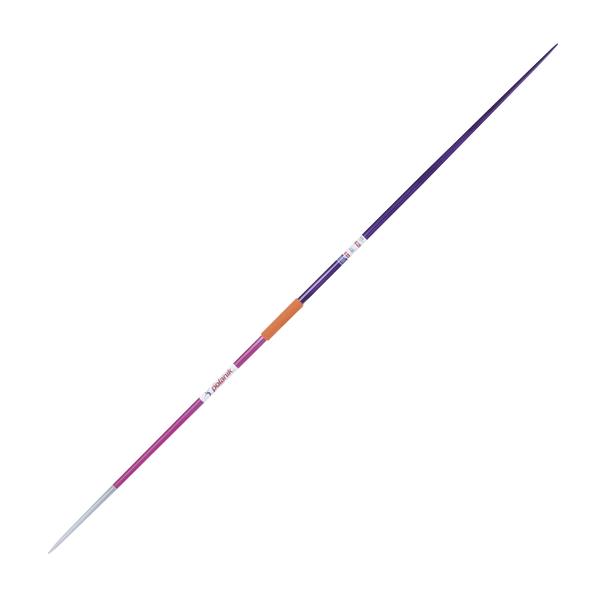 Speerwurf Speer in Pink und Lila mit orangefarbener Griffzone für Leichtathletik.
