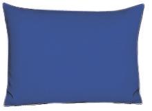 Blaues rechteckiges Kissen mit glatter Oberfläche, ideal für Sofa oder Bett.