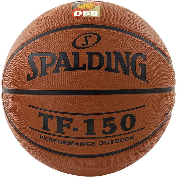 Basketball Spalding TF-150 Performance Outdoor mit DBB-Logo, braun und schwarz.
