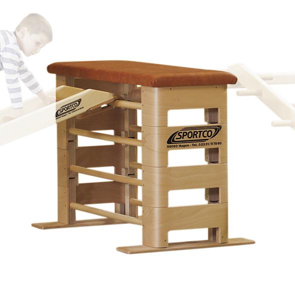 Sportco Sprungkasten aus Holz mit gepolsterter Oberfläche für Turnübungen.