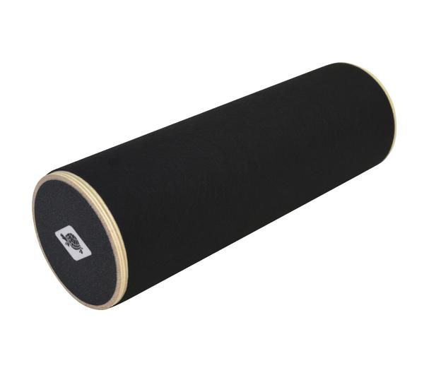 Schwarze Rolle für Fitness und Muskelentspannung, zylindrisch und tragbar.