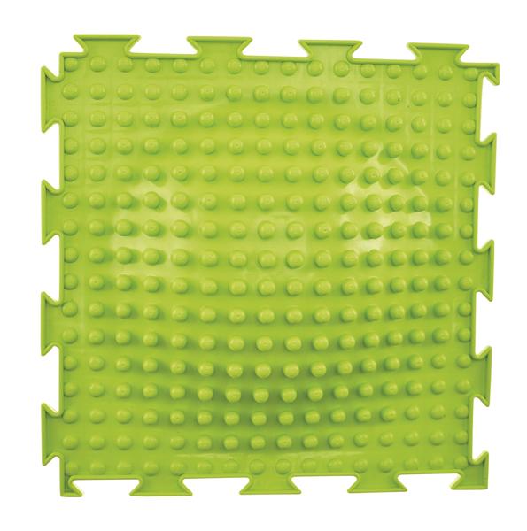 Grüne Massage-Strukturmatte mit Noppen zur Fußreflexzonenstimulation.