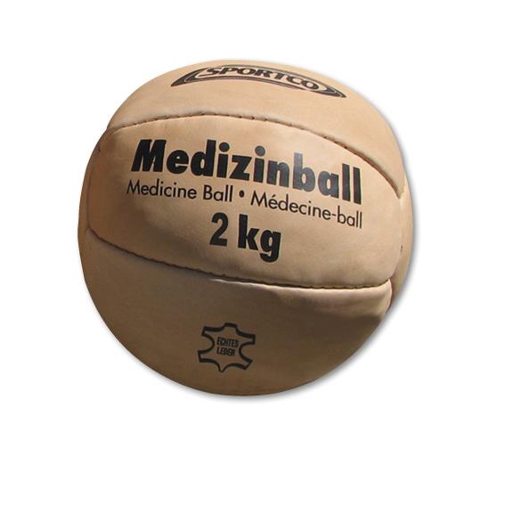 Medizinball aus Echtleder, 2 kg, für Fitness und Krafttraining.