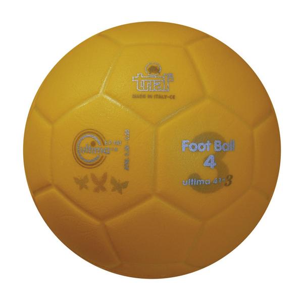 Oranger Handball mit Aufdruck "Foot Ball 4" und Herstellerlogo auf weißem Hintergrund.
