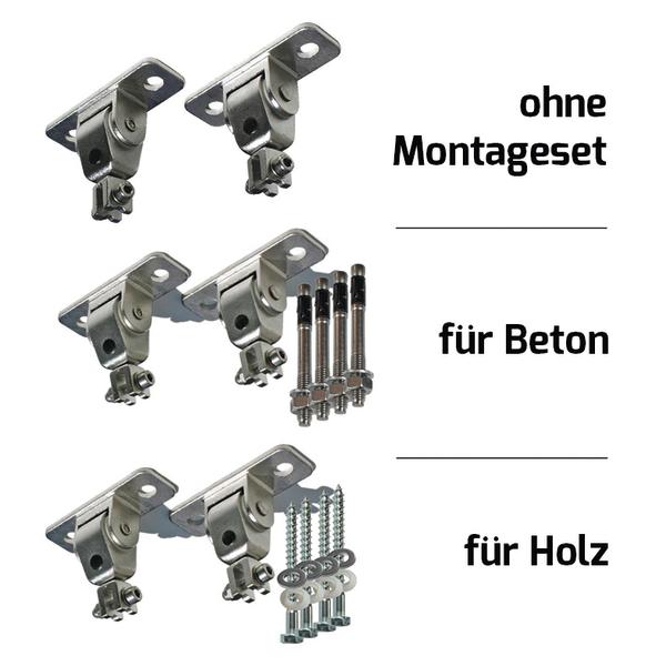 Metallhalterungen ohne Montageset auf weißem Hintergrund.