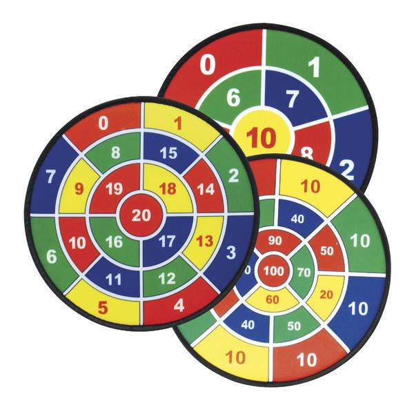 Bunte Dartscheiben mit Zahlen für Ziel- und Punktespiele, ideal für Kinder und Freizeit.