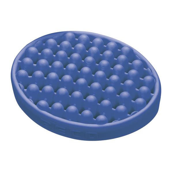 Blauer Massageball mit Noppen zur Muskelentspannung und Durchblutungsförderung.