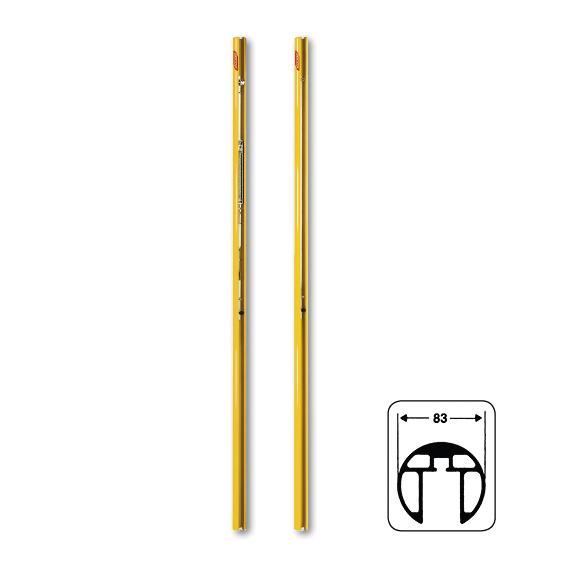 Volleyballpfosten Standard (mit DVV1-Zertifizierung), mit Spindelspannvorrichtung, 83 mm ø, gelb