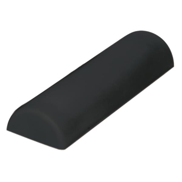 Schwarze ergonomische Nackenstütze aus Schaumstoff für entspanntes Liegen und Sitzen.