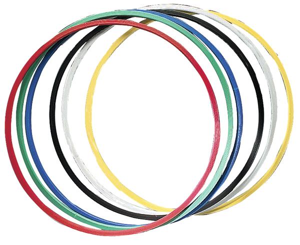 Mehrfarbige Hula-Hoop-Reifen aus Kunststoff, ideal für Fitness und Spiel.