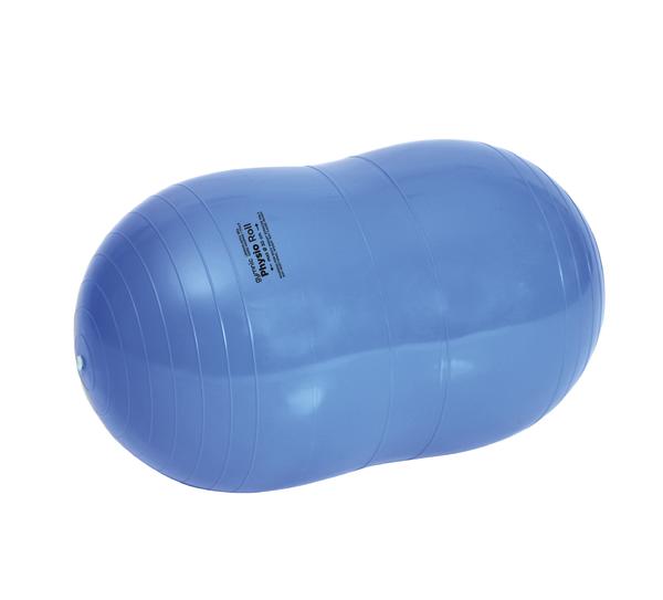 Blauer Gymnastikball in Form einer Rolle für Fitness und Physiotherapie.