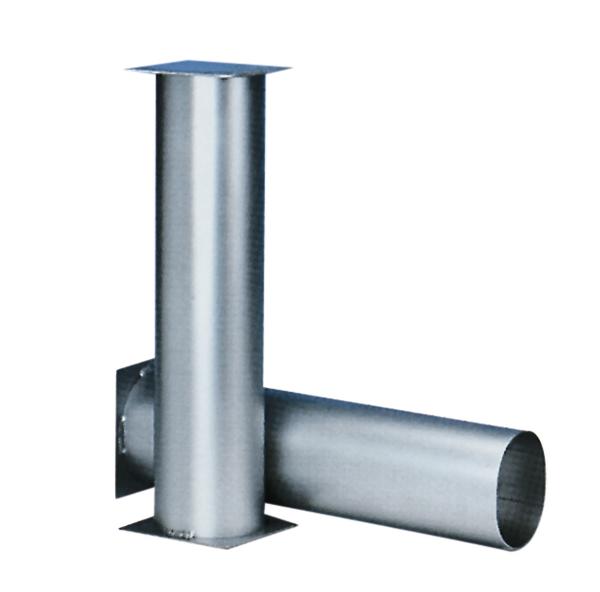 Edelstahl Bodenhülse für Fußballtore, rund und glatt.