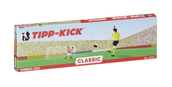 Tipp-Kick Classic Fußballspiel mit Spielfiguren und Tor im klassischen Design