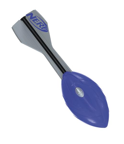 Blauer Nerf Softpfeil mit grauem Schwanzflügel für Nerf Blaster Spielzeug.