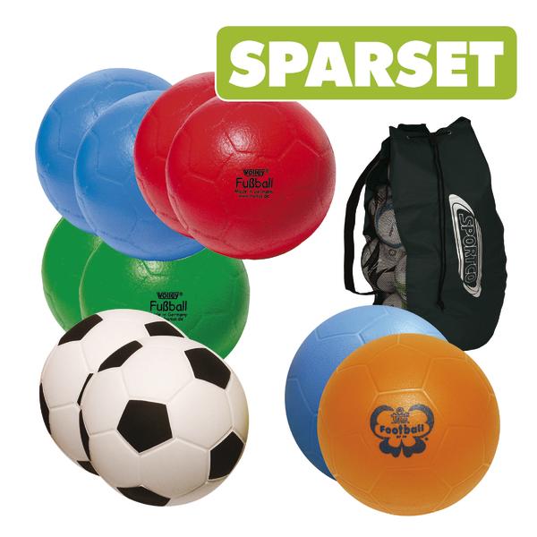 Sparset mit bunten Soft-Fußbällen und Fußballtasche für Training und Freizeit.