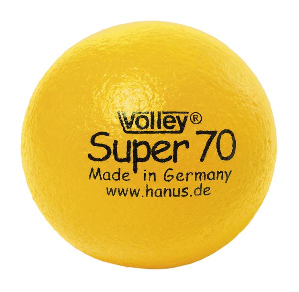 Gelber Volley Super 70 Ball aus Schaumstoff, hergestellt in Deutschland.