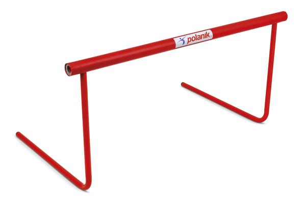 Rotes Trainingshürden-Set aus Metall für Leichtathletik und Fitnessübungen.