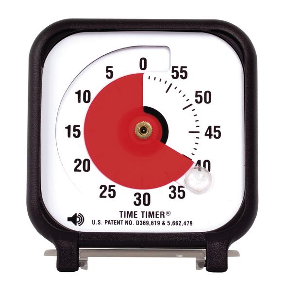 Zeitmesser mit rotem Countdown-Display, eingestellt auf 35 Minuten, schwarzer Rahmen.