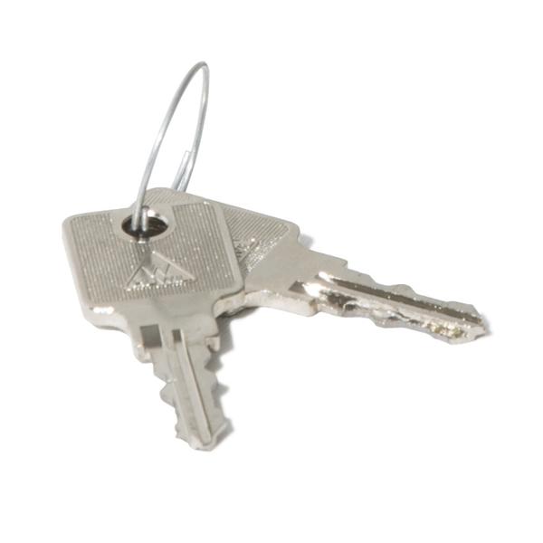 Zwei silberne Schlüssel an einem dünnen Metallring auf weißem Hintergrund.