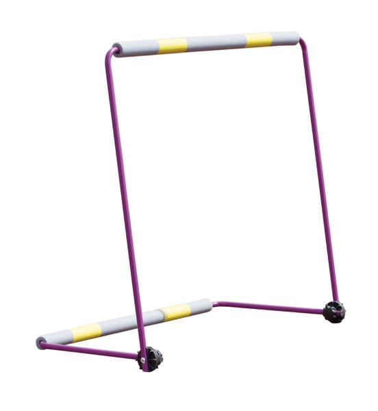 Mobiles Trainingsgerät für Agility-Übungen mit verstellbarem Stab und Rollen.
