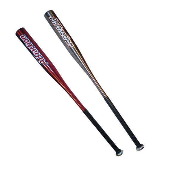 Baseballschläger in Rot und Silber mit schwarzem Griff, isoliert auf weißem Hintergrund.