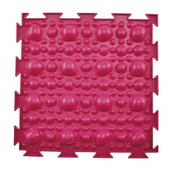 Roter Akupressur-Massage-Fußmatte mit Noppen zur Fußreflexzonenstimulation, quadratisch.